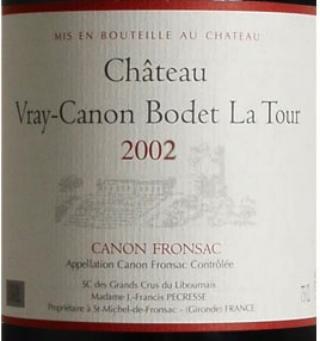 Château  Vray Canon Bodet La Tour