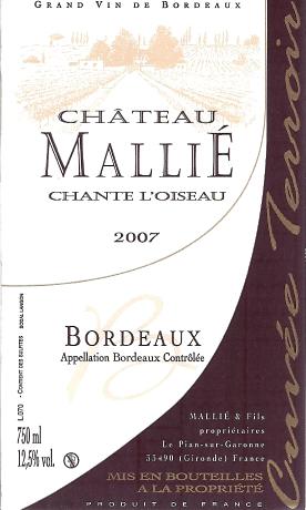 Château Mallié Chante L'Oiseau