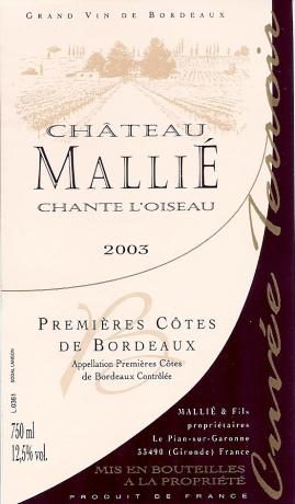 Château Mallié Chante L'Oiseau